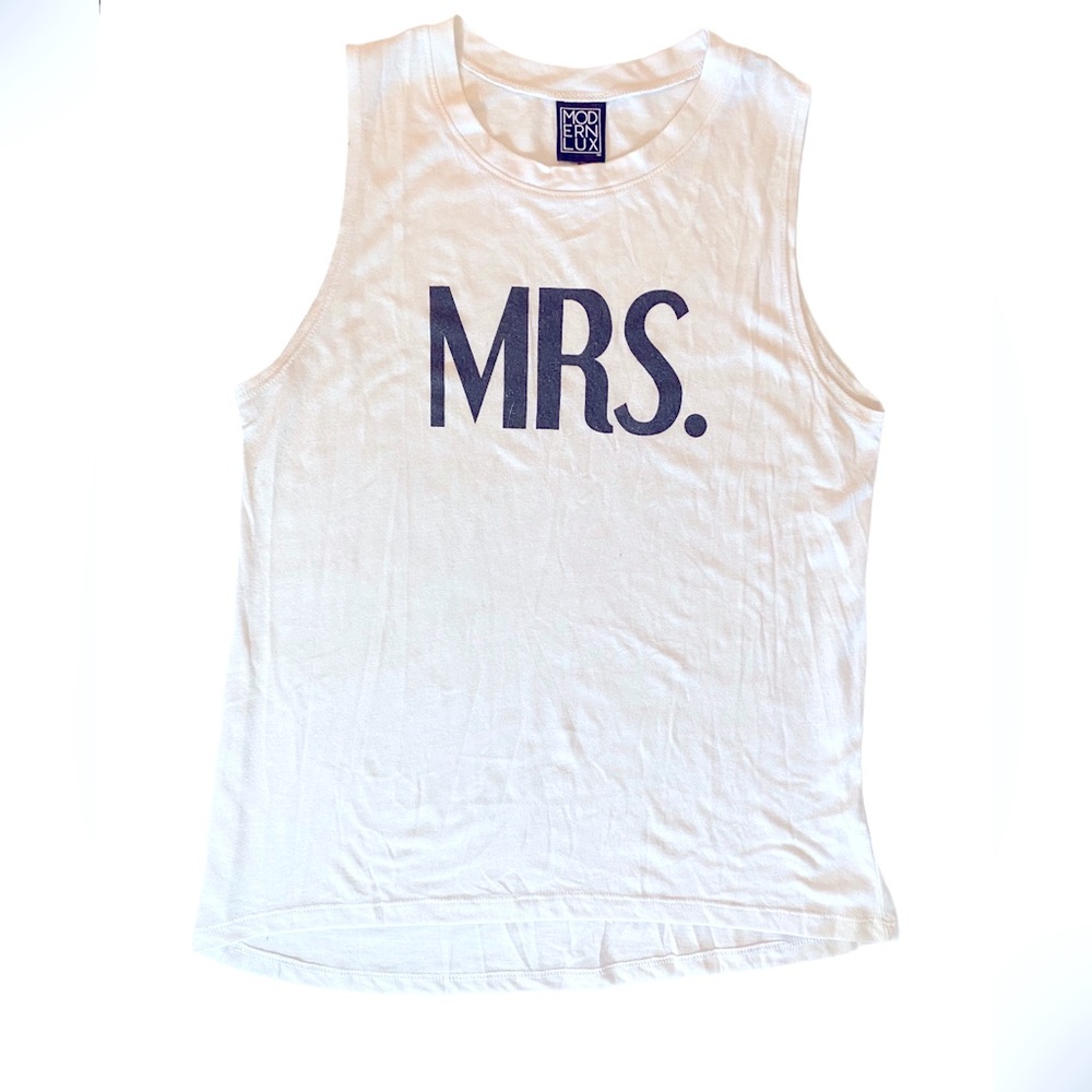 Modern Lux White “Mrs” Tank Top Size M
